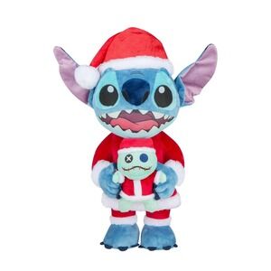 Disney Christmas Holiday 16 in Tall Stitch Santa w/Scrump Plush Greeter NEW